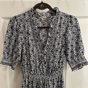 Max Studio blue and white floral maxi dress